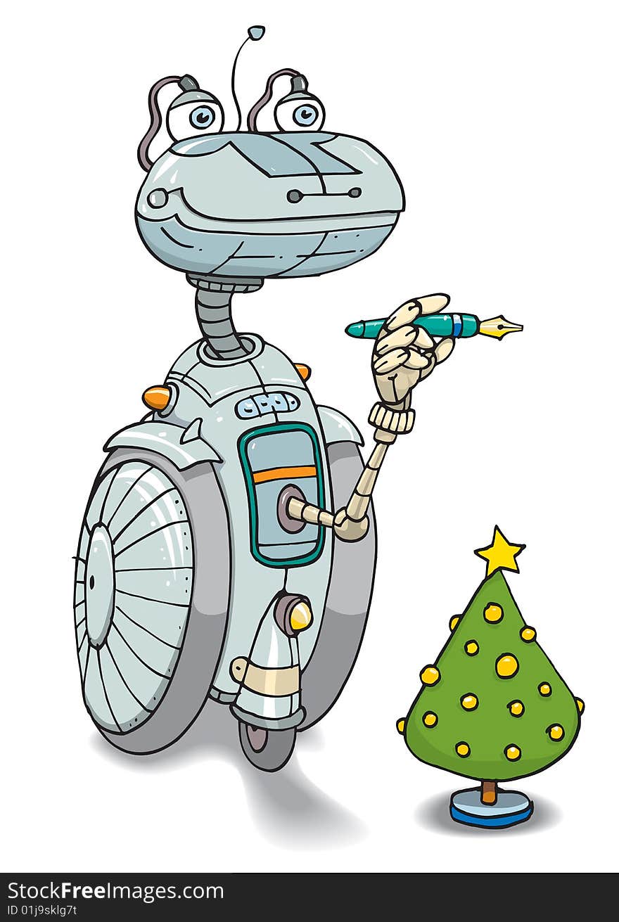 Smile robot and christmas tree