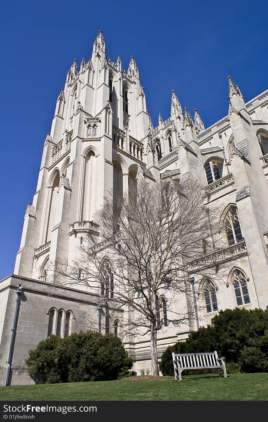 National cathedral in Washington DC captured on a sunny spring day. National cathedral in Washington DC captured on a sunny spring day.