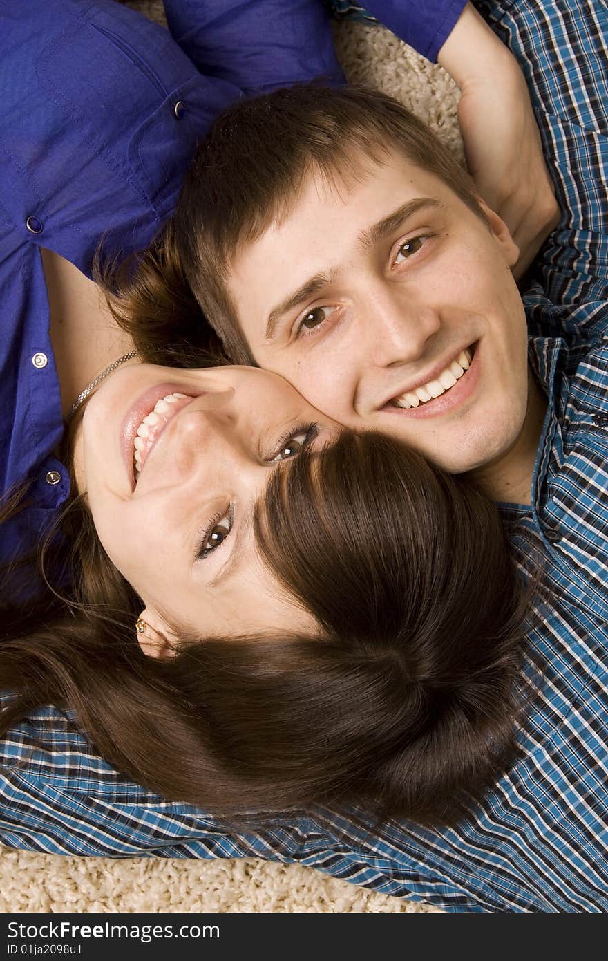 Happy young couple smiling happy portrait