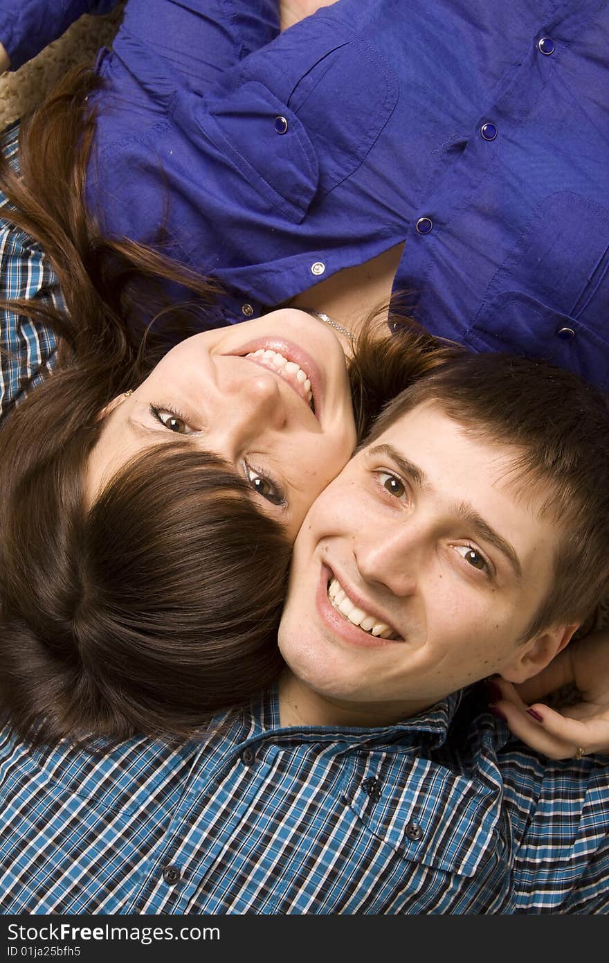 Happy young couple smiling happy portrait