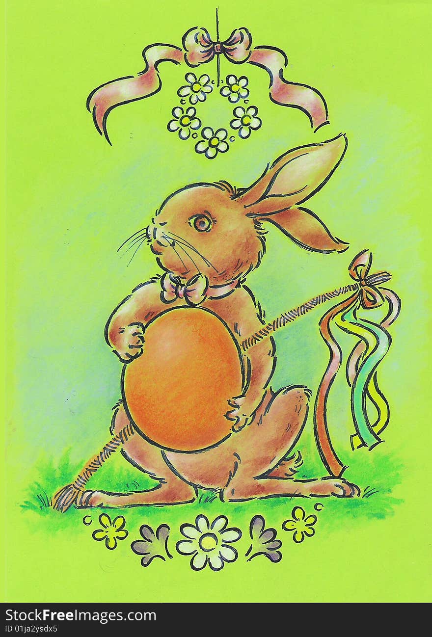 Easter rabbit is symbol spring and easter