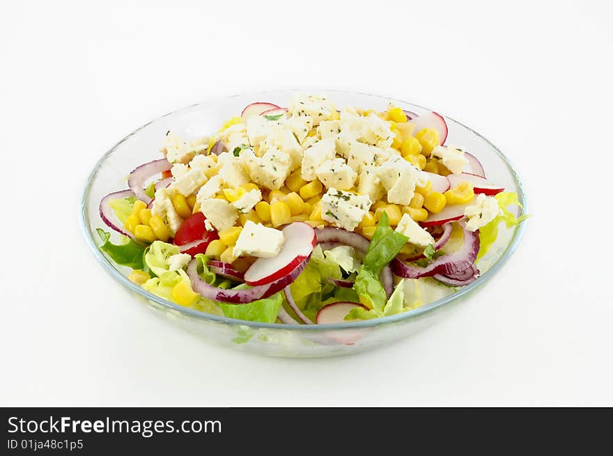 Salad plate on white background