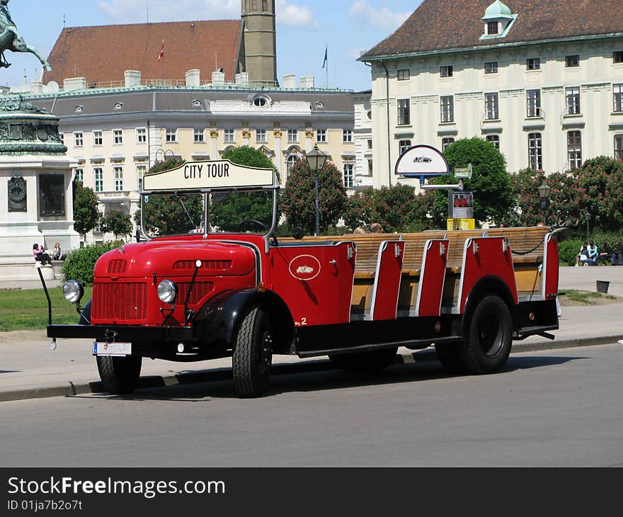 Old touristic bus in Vienna (Austria). Old touristic bus in Vienna (Austria)