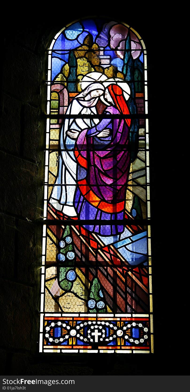 Stained glass window in church in Rocamadour in France. Stained glass window in church in Rocamadour in France