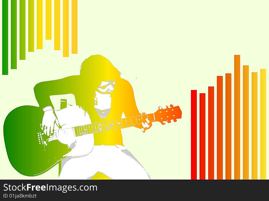 An illustration of a woman playing an acoustic guitar. An illustration of a woman playing an acoustic guitar