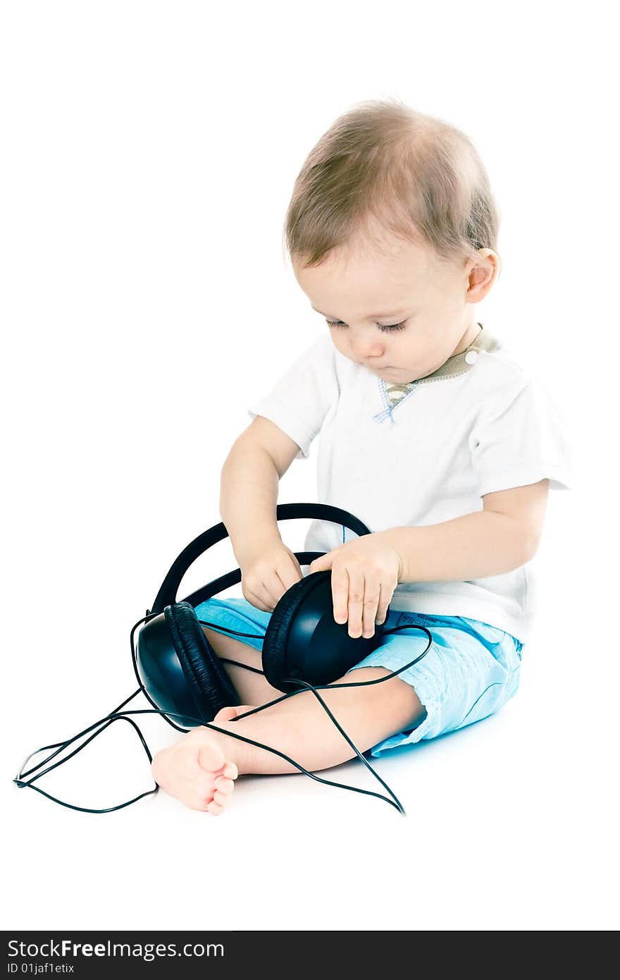 Little boy in white t-shirt