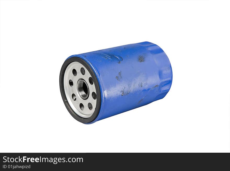 Automotive or small truck used oil filter. Clipping path on object. Automotive or small truck used oil filter. Clipping path on object.