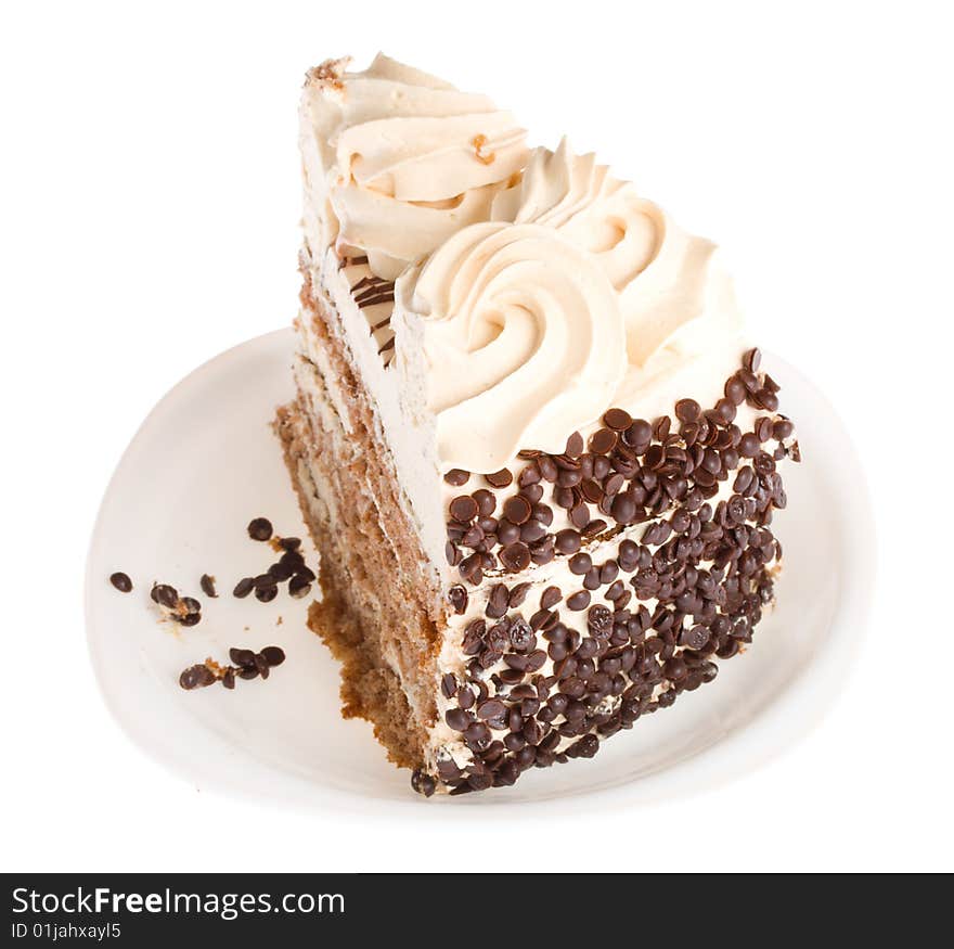 Piece Of Cake On White Plate