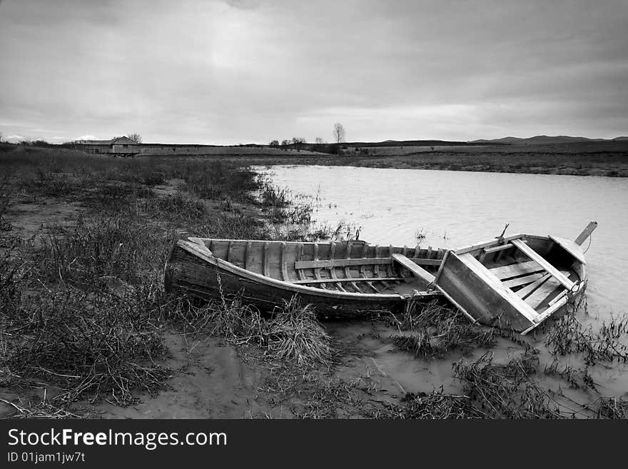 A forgotten old wooden boat