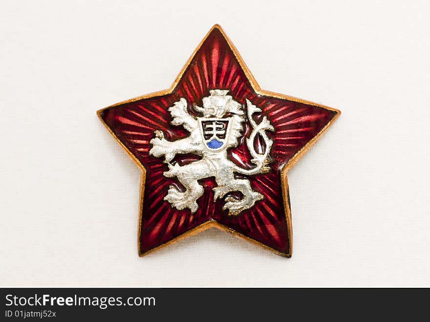 Old Czechoslovakia National Symbol In Red Star