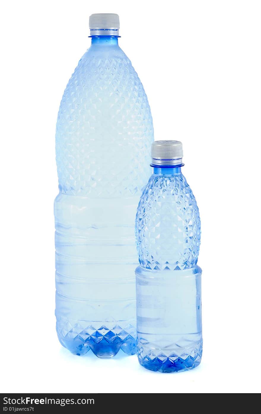 Water bottles against white background