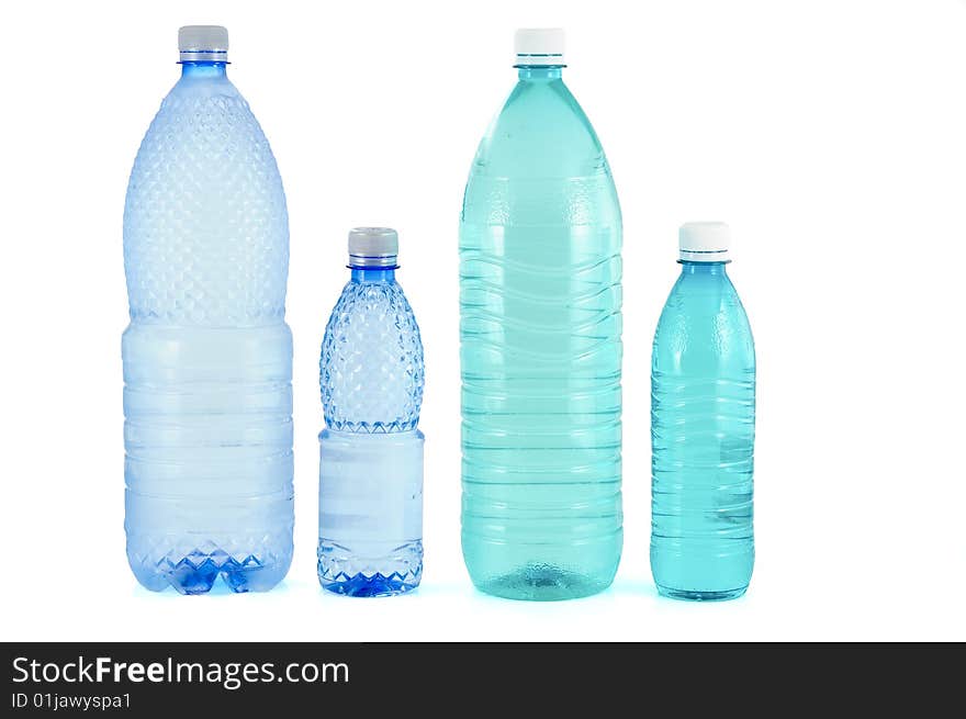 Water bottles against white background