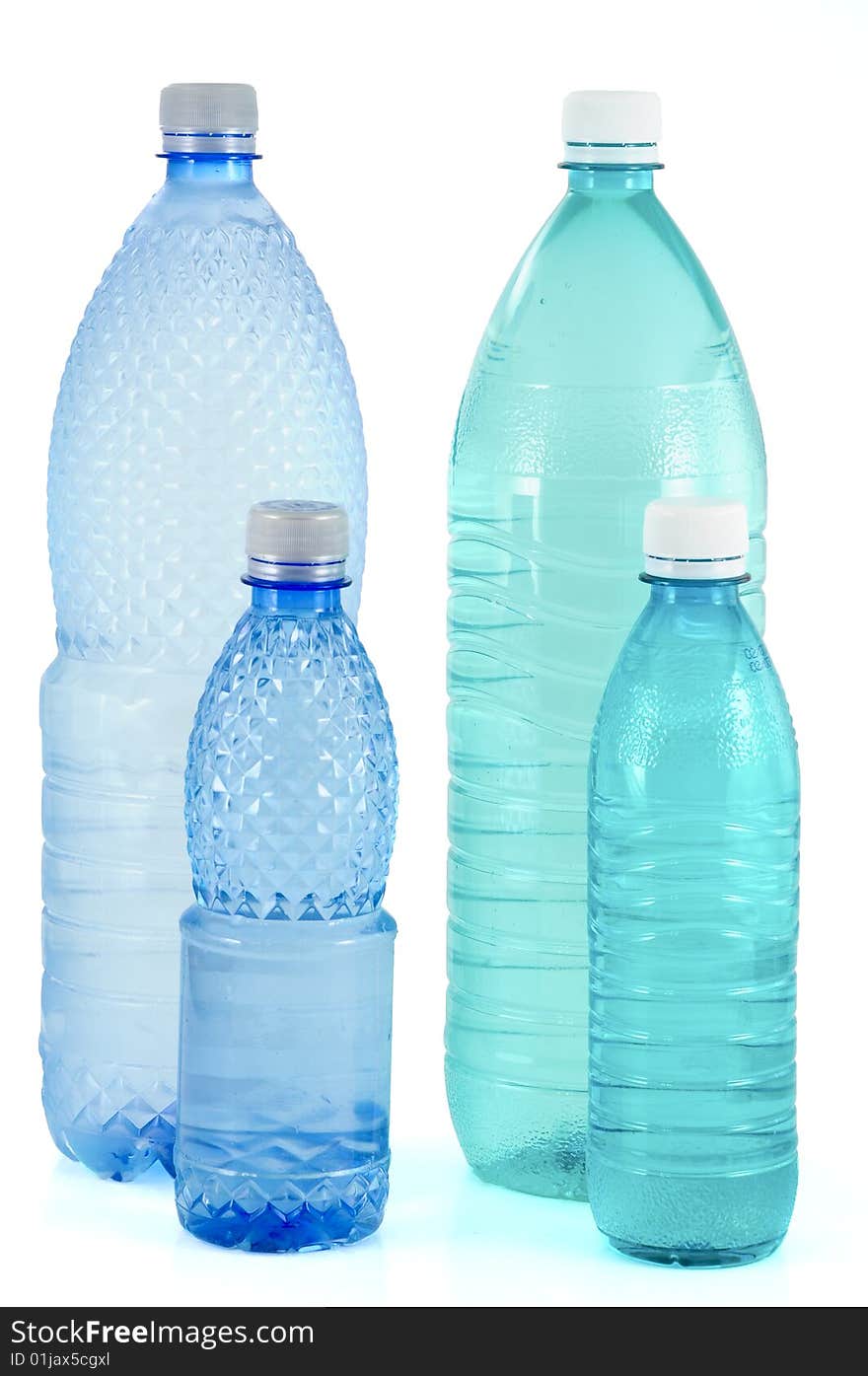 Water bottles against white background