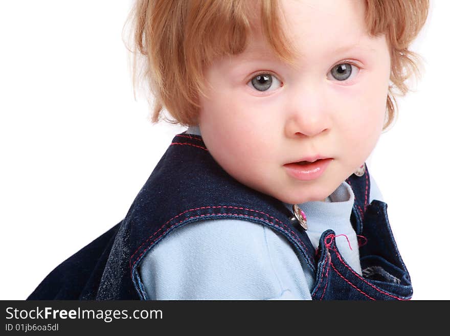 Portrait of adorable baby over white background. Portrait of adorable baby over white background