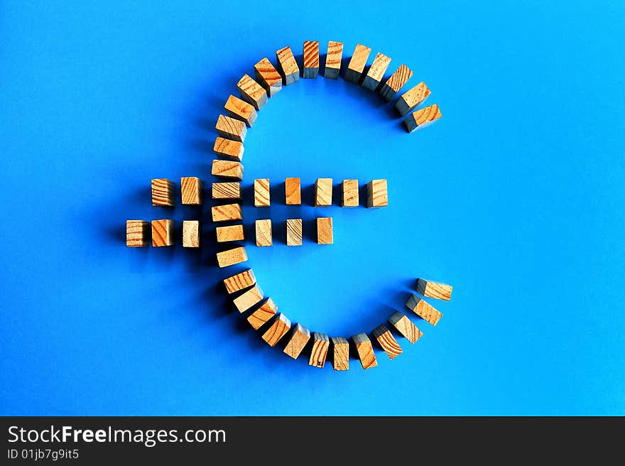 Building Blocks Euro Symbol Isolated On A Blue