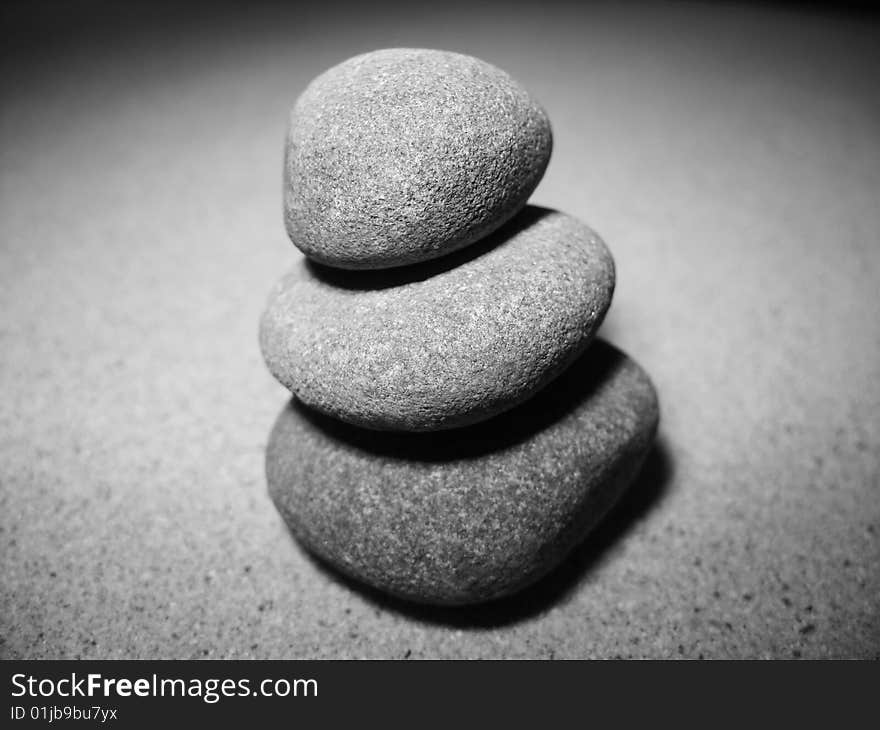 Stack of balanced stones on the sand. Stack of balanced stones on the sand