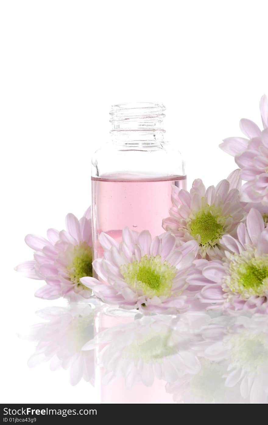 Spa stones, essential oils and daisies. Spa stones, essential oils and daisies