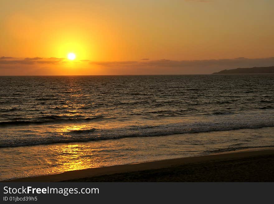 Beautiful pacific coast sunset in Mexico