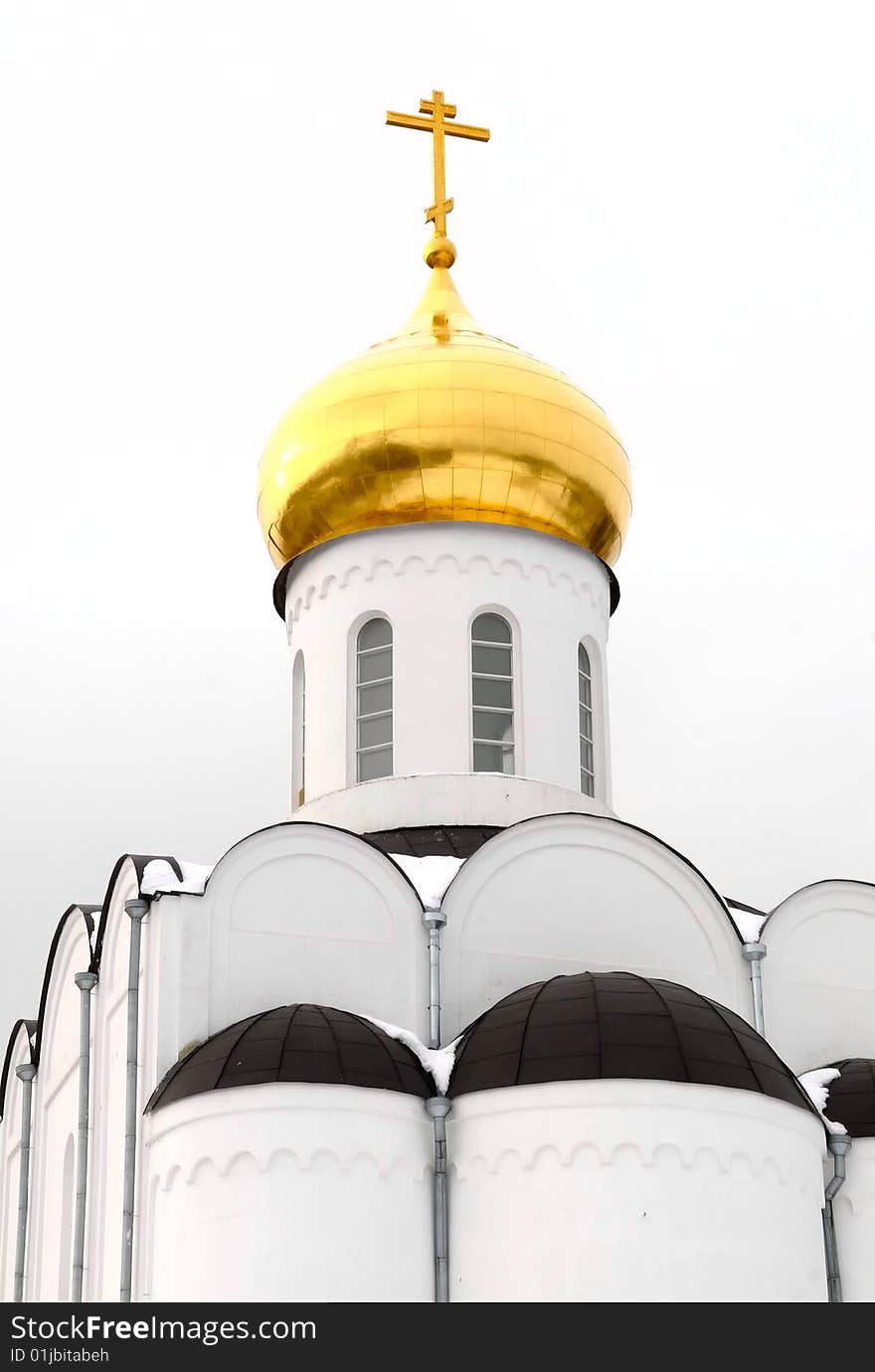 The image of white orthodox church