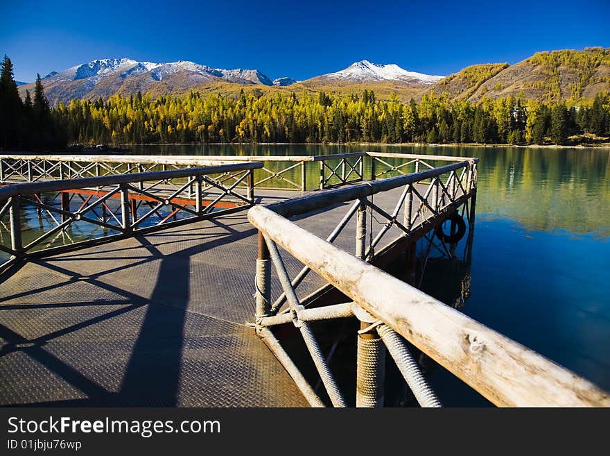 Pier at kanas lake,china. Pier at kanas lake,china