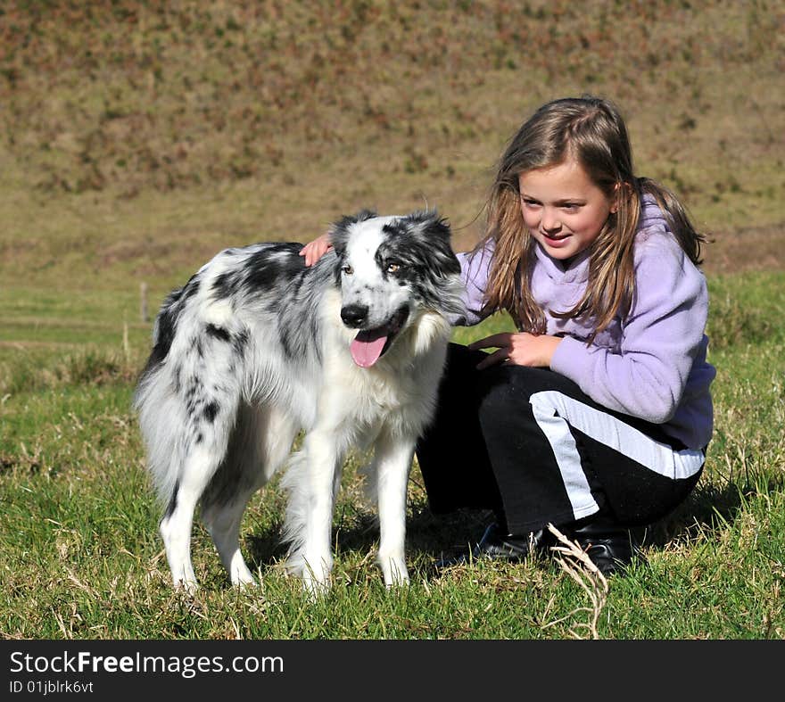 Girl waiting with her dog