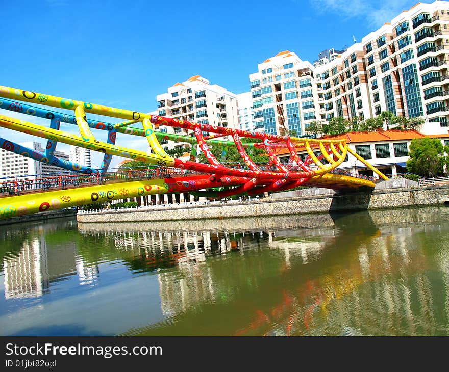 A colourful iron railling on Singapor river. A colourful iron railling on Singapor river