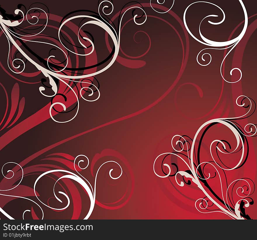 Abstract Red Floral Pattern