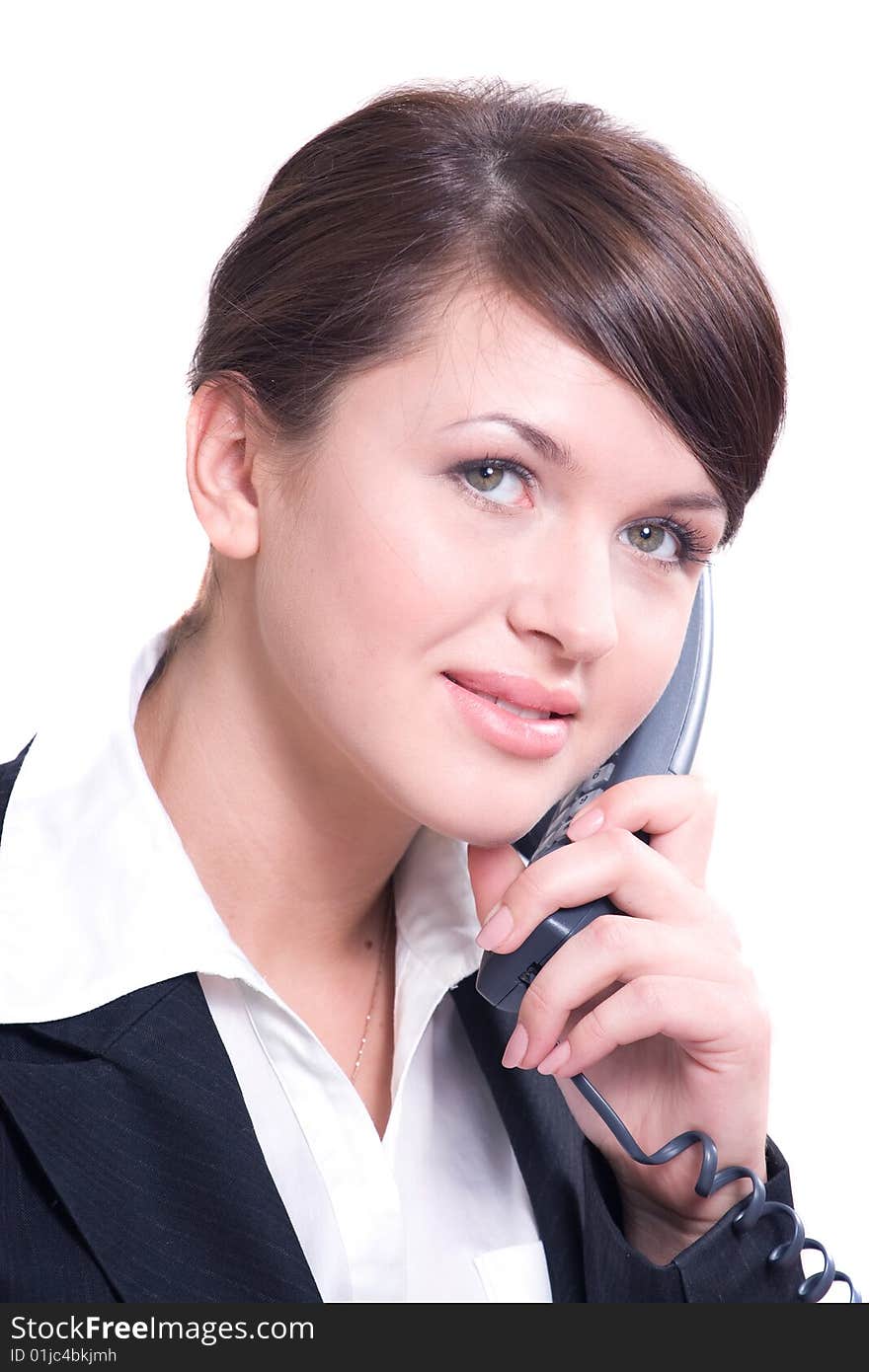 Portrait of young beautiful woman in office environment