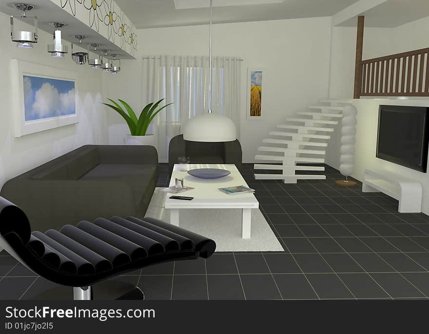 3d render of modern interior living room. 3d render of modern interior living room