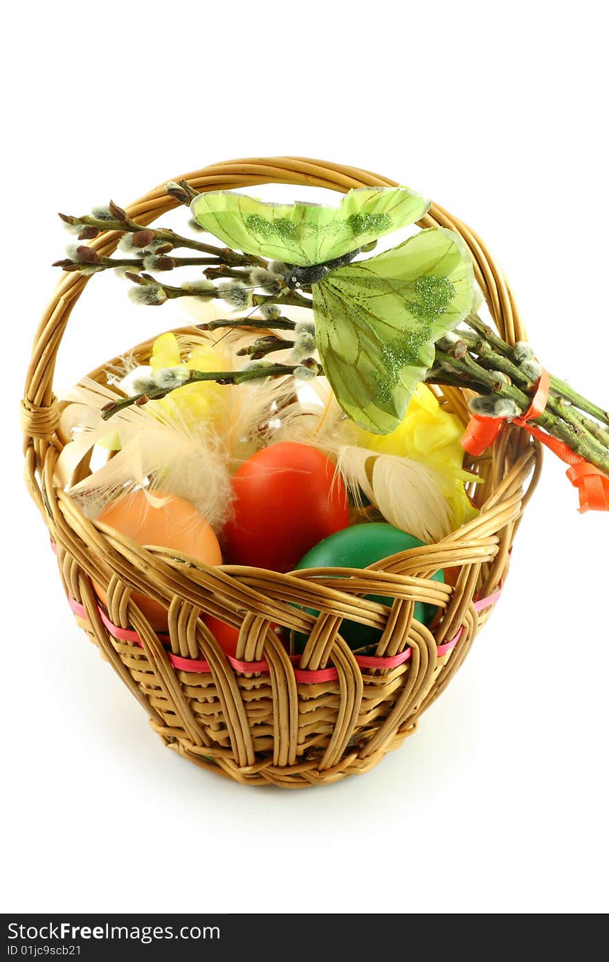 Easter basket with green butterfly