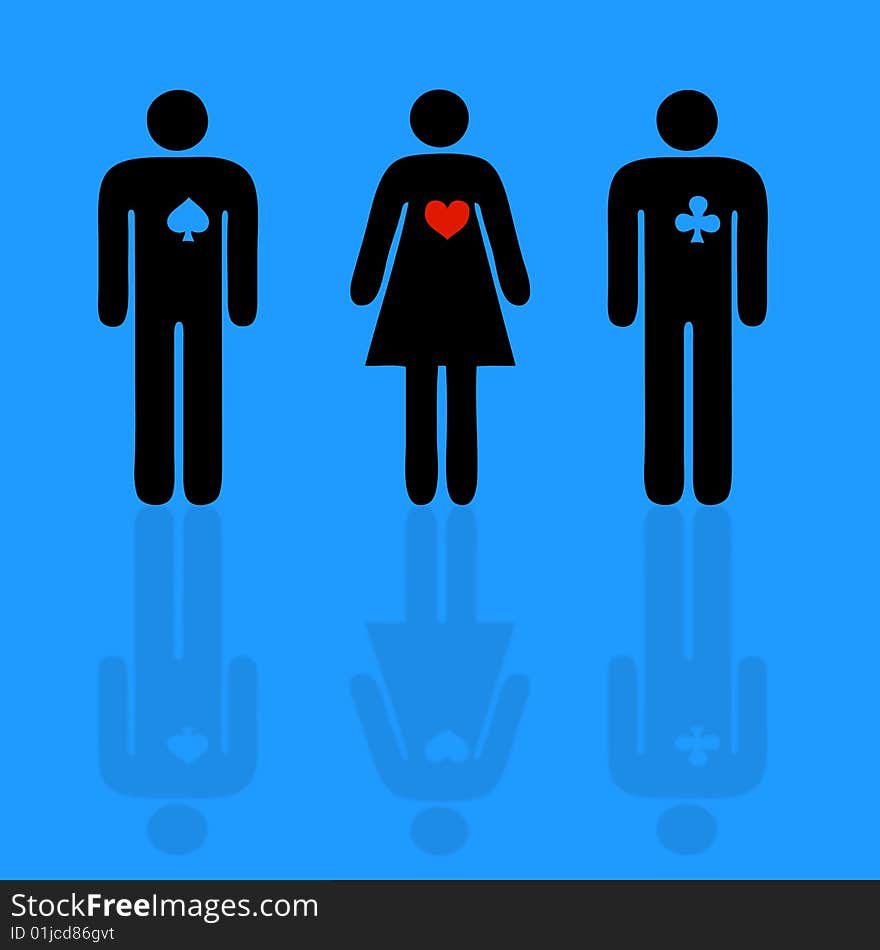 People silhouettes on a blue background concept. People silhouettes on a blue background concept