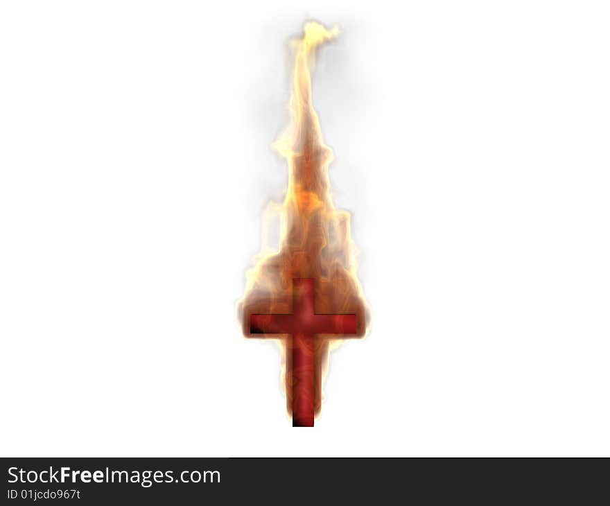 Illustration of 3d fire crucifix