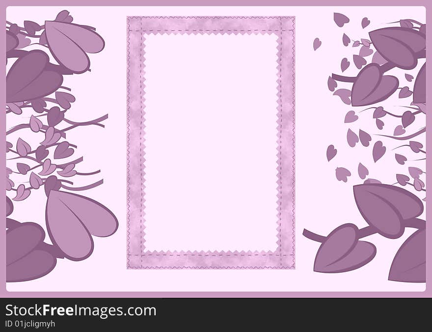 A good layout for invitation cards with purple hearts. A good layout for invitation cards with purple hearts