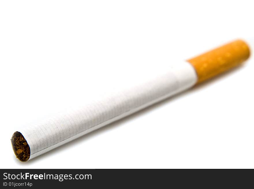 Horizontal cigarette on a white background