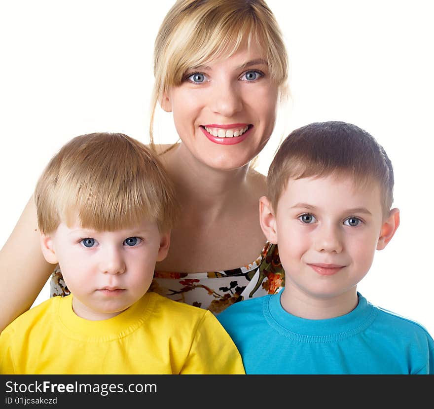 Family portrait mum with two sons. Family portrait mum with two sons