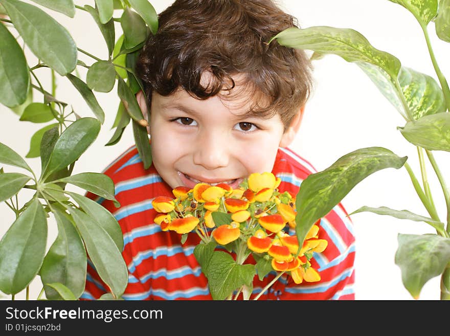 Flowers And Boy