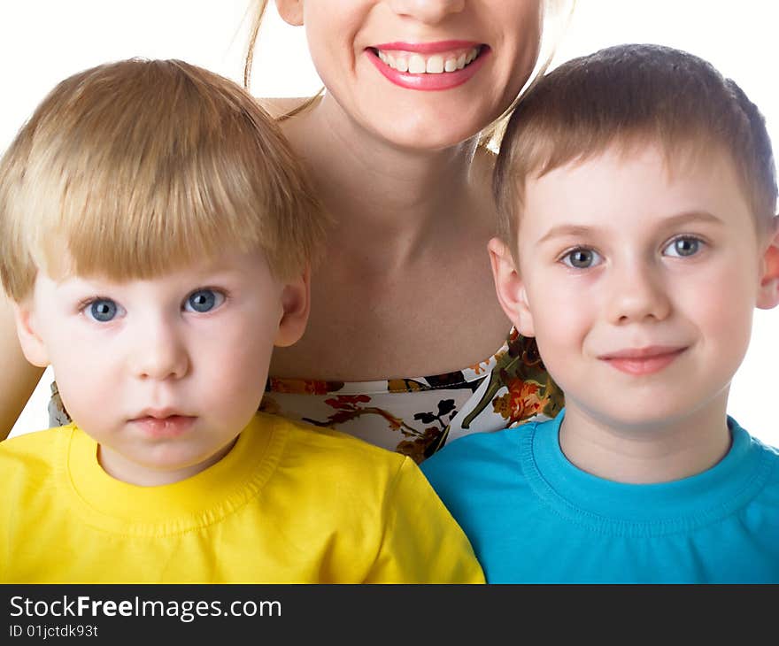 Family portrait mum with two sons. Family portrait mum with two sons