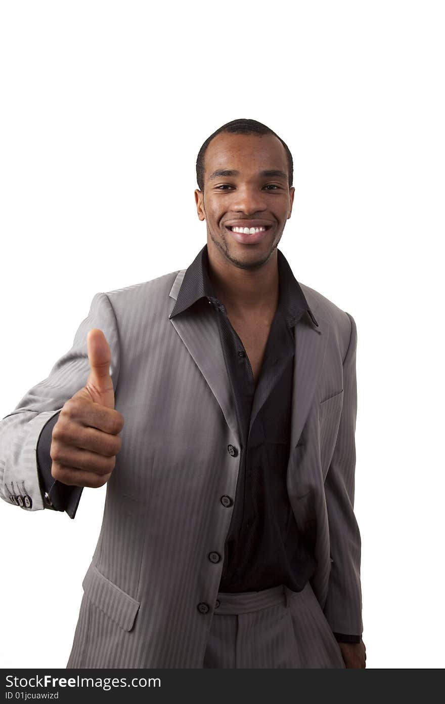 African American businessman giving a thumbs up sign