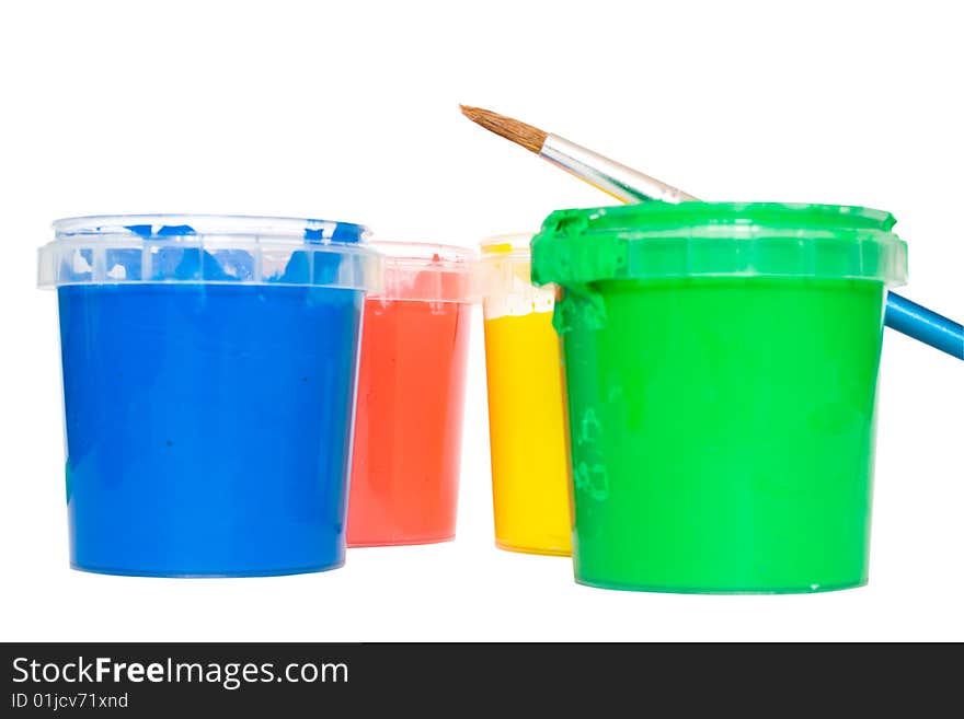 Paintbrush and paint isolated in white background