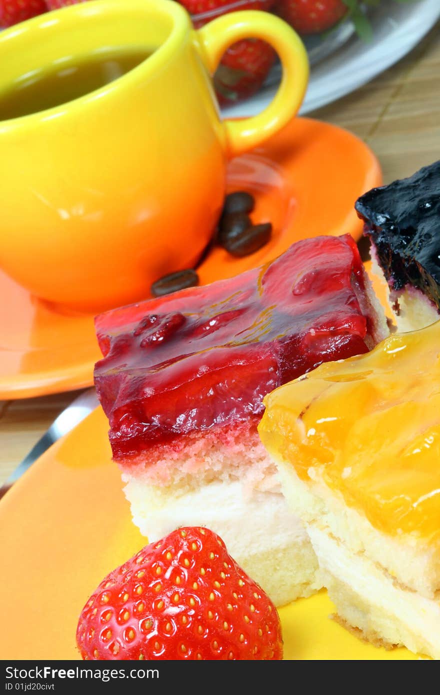 Strawberry, pie, cup of coffee for background. Strawberry, pie, cup of coffee for background.