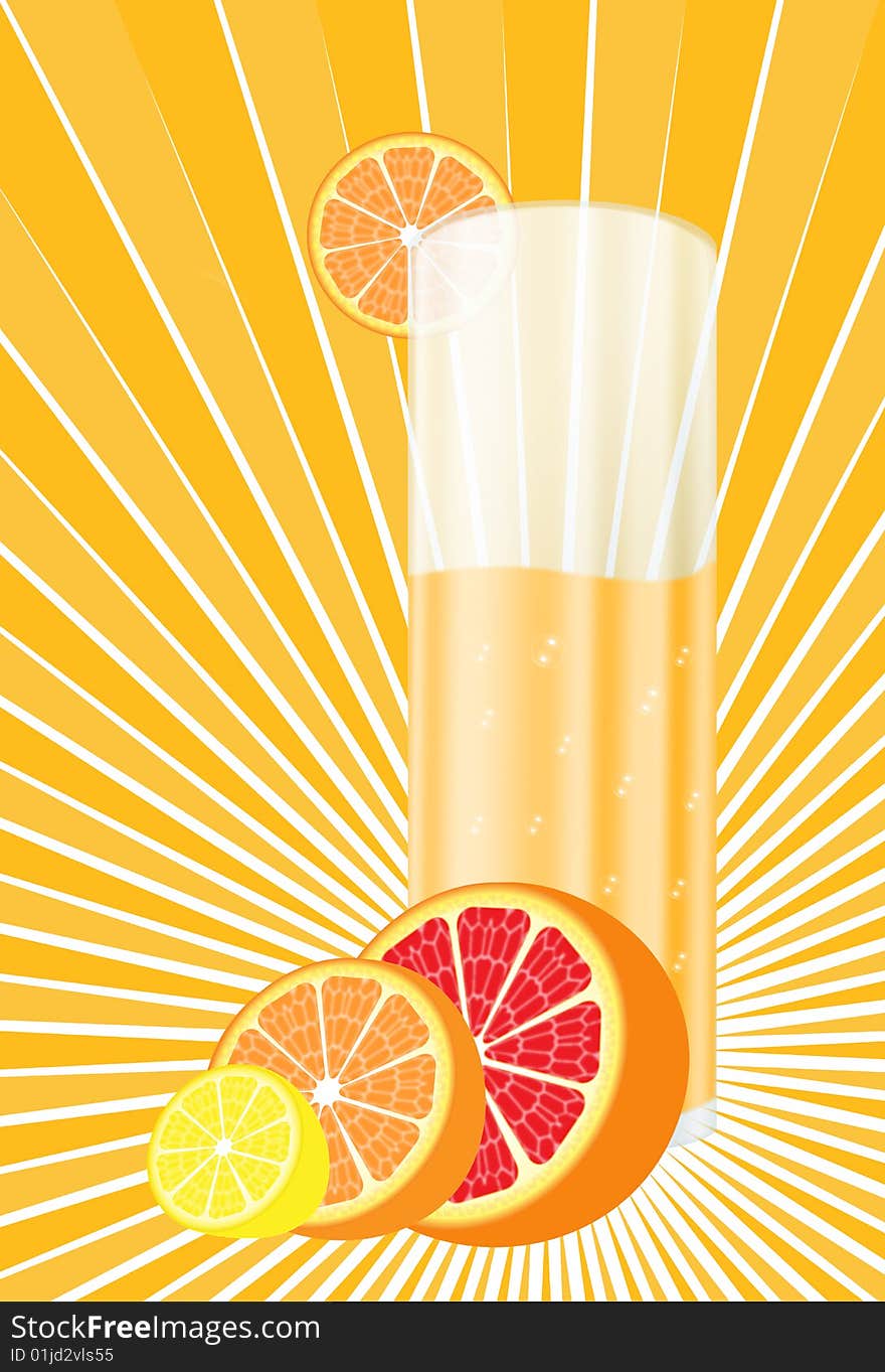 Vector illustration of a glass with citrus  juice