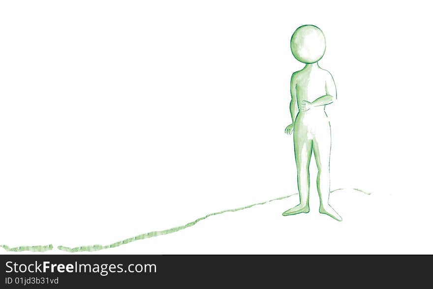 Illustration: a green figure standing on a hill. Illustration: a green figure standing on a hill