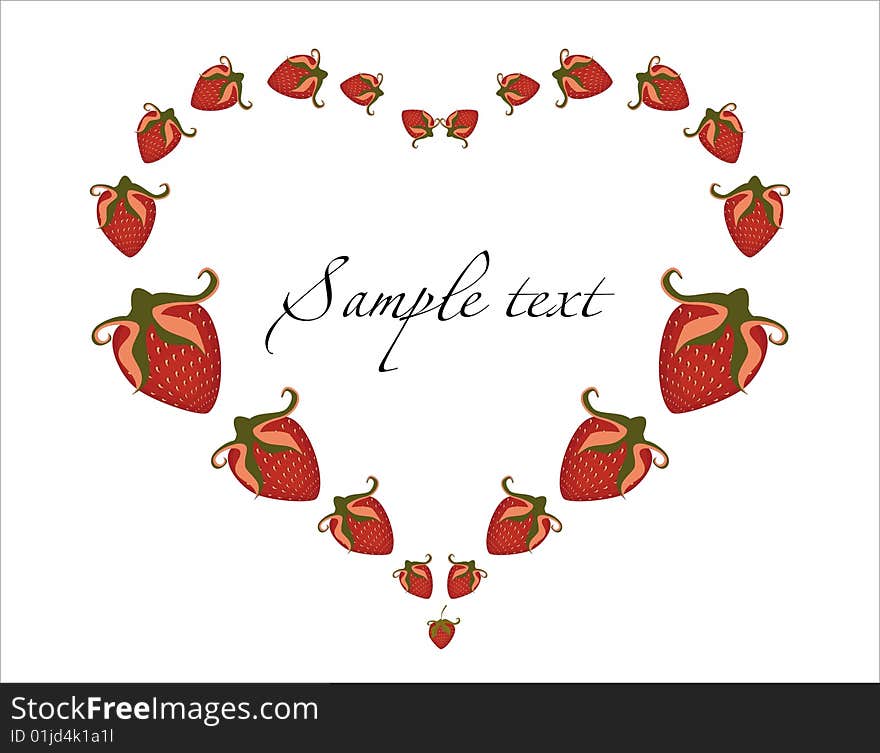 Vector drawing of heart from strawberries. Vector drawing of heart from strawberries