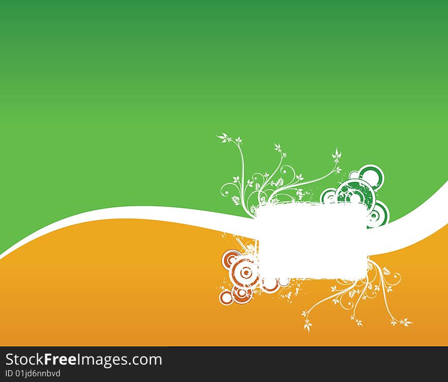 Green floral frame on white background