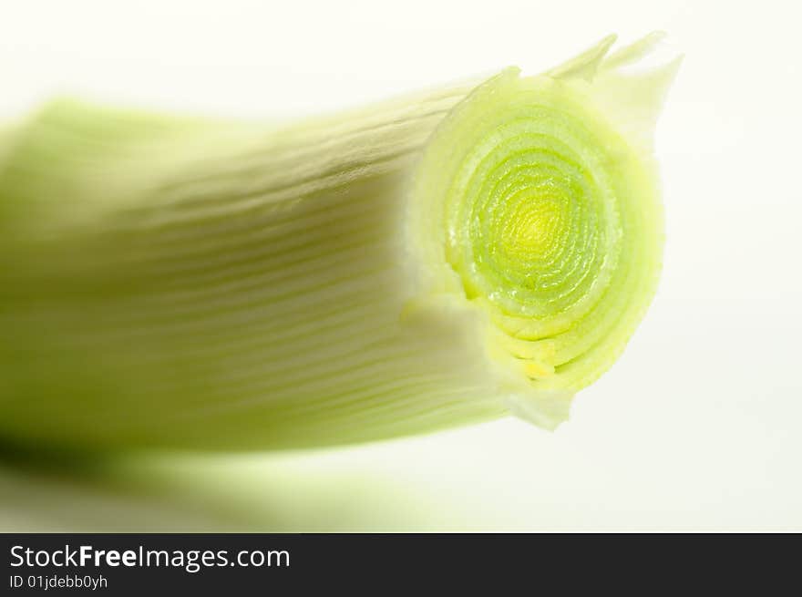 Stalk of leek on a white background. Stalk of leek on a white background.