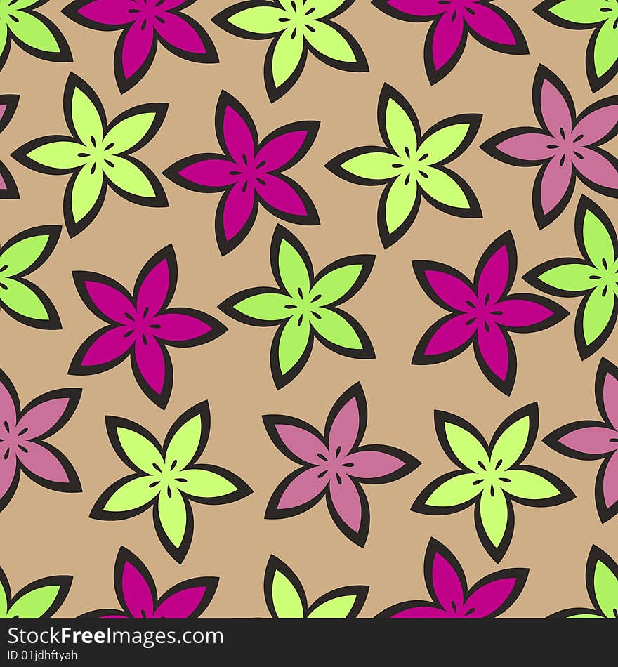 Colorful stylized flowers seamless background pattern