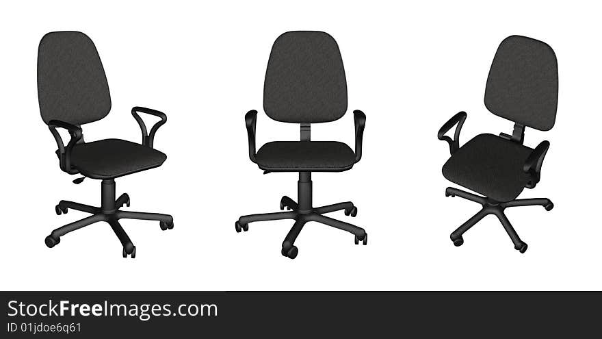 3D models of the office chairs isolated on a white background. 3D models of the office chairs isolated on a white background