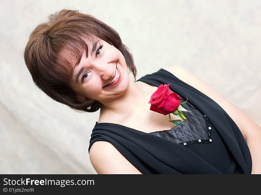 Beautiful girl and  red rose. Beautiful girl and  red rose