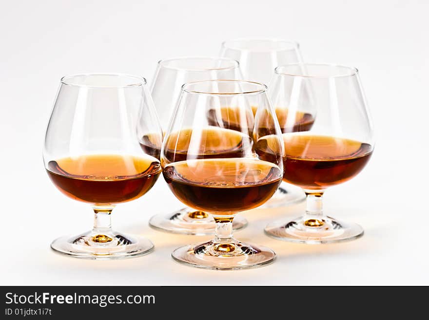 Alcohol drink sereis: five bocal with cognac