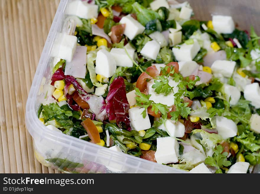 Healthy fresh salad with mozarella